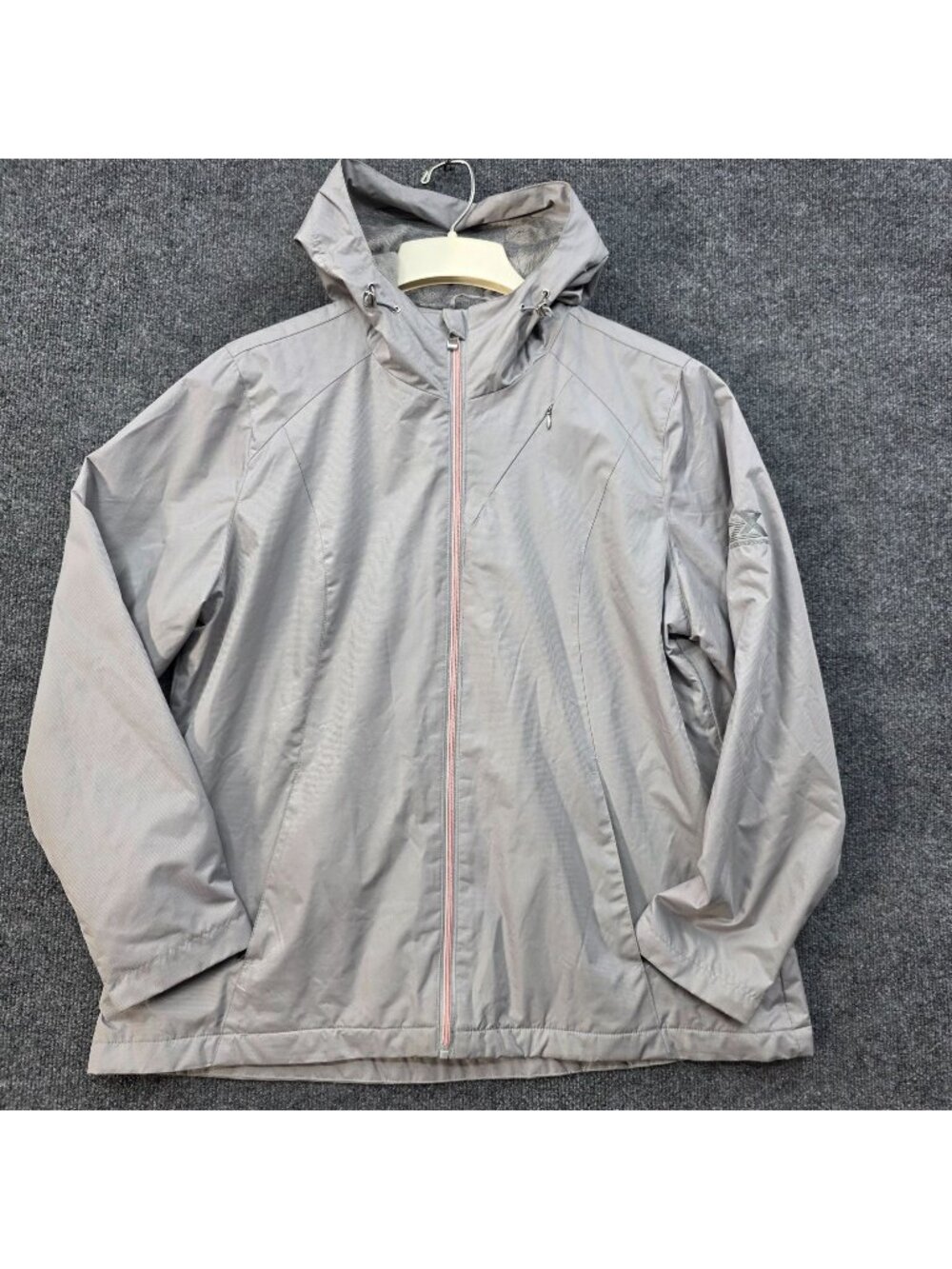 ZeroXposur Faux Fur Lined Raincoat Jacket XL Gray Hood Outdoor Sporty Gorpcore